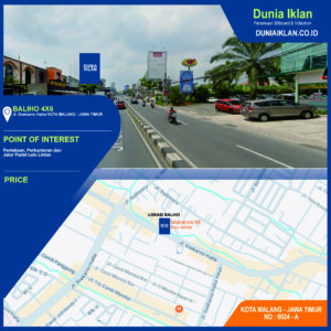 Baliho ukuran 4 x 6 M Vertikal Jl. Soekarno Hatta Kota Malang Jawa Timur