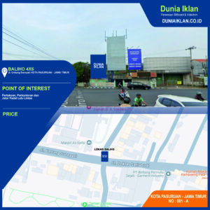 Baliho Ukuran 4 x 6 M Vertikal Jl. Untung Suropati Pasuruan Jawa Timur