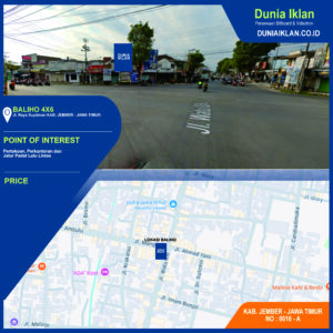 Baliho Ukuran 4 x 6 M Vertikal Jl. Raya Suyitman (Ambulu) Jember Jawa Timur