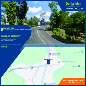Baliho Ukuran 4 x 6 M Vertikal Jl. Raya Bondowoso - Jember (Jebluk) Jember Jawa Timur