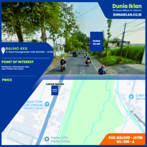 Baliho Ukuran 4 x 6 M Vertikal Jl. Raya Karangpandan Kab. Malang - Jawa Timur
