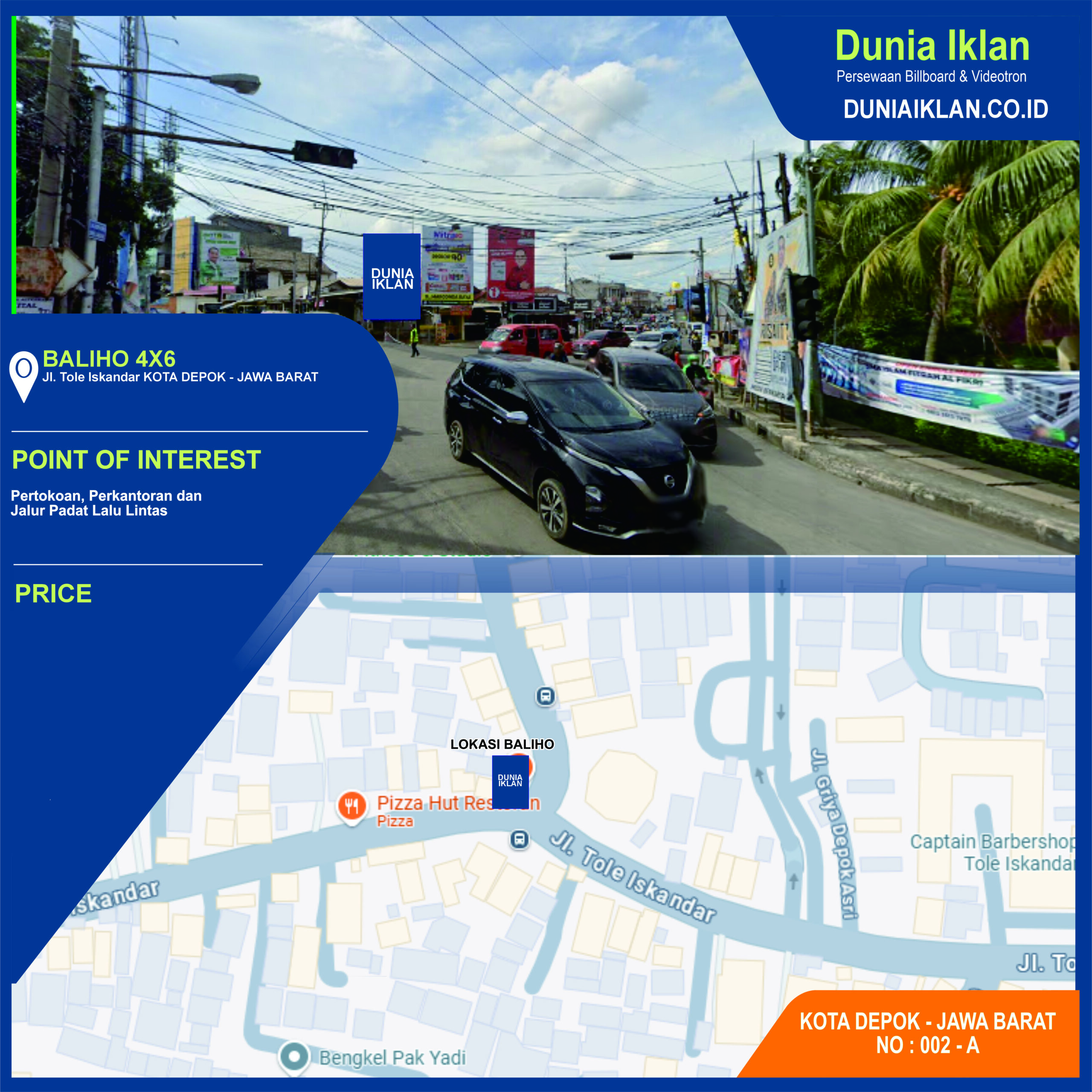 Baliho Ukuran 4 x 6 M Vertikal Jl. Tole Iskandar Kota Depok - Jawa Barat