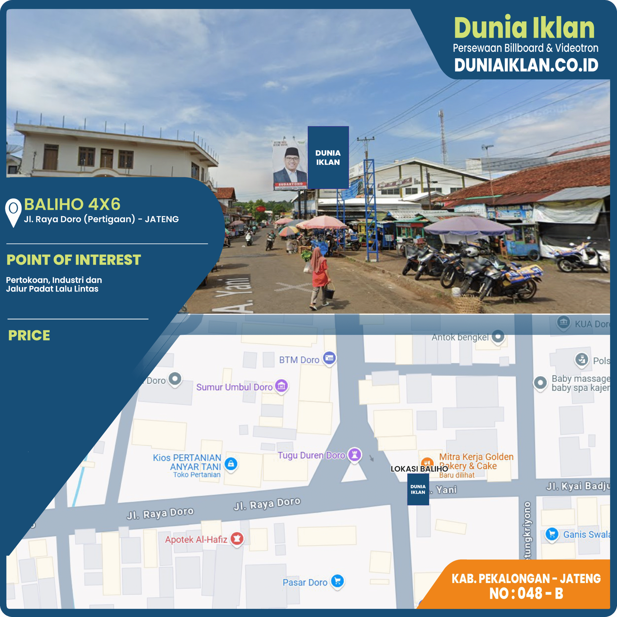 Baliho Ukuran 4 x 6 M Vertikal Jl. Raya Doro Kab. Pekalongan - Jawa Tengah