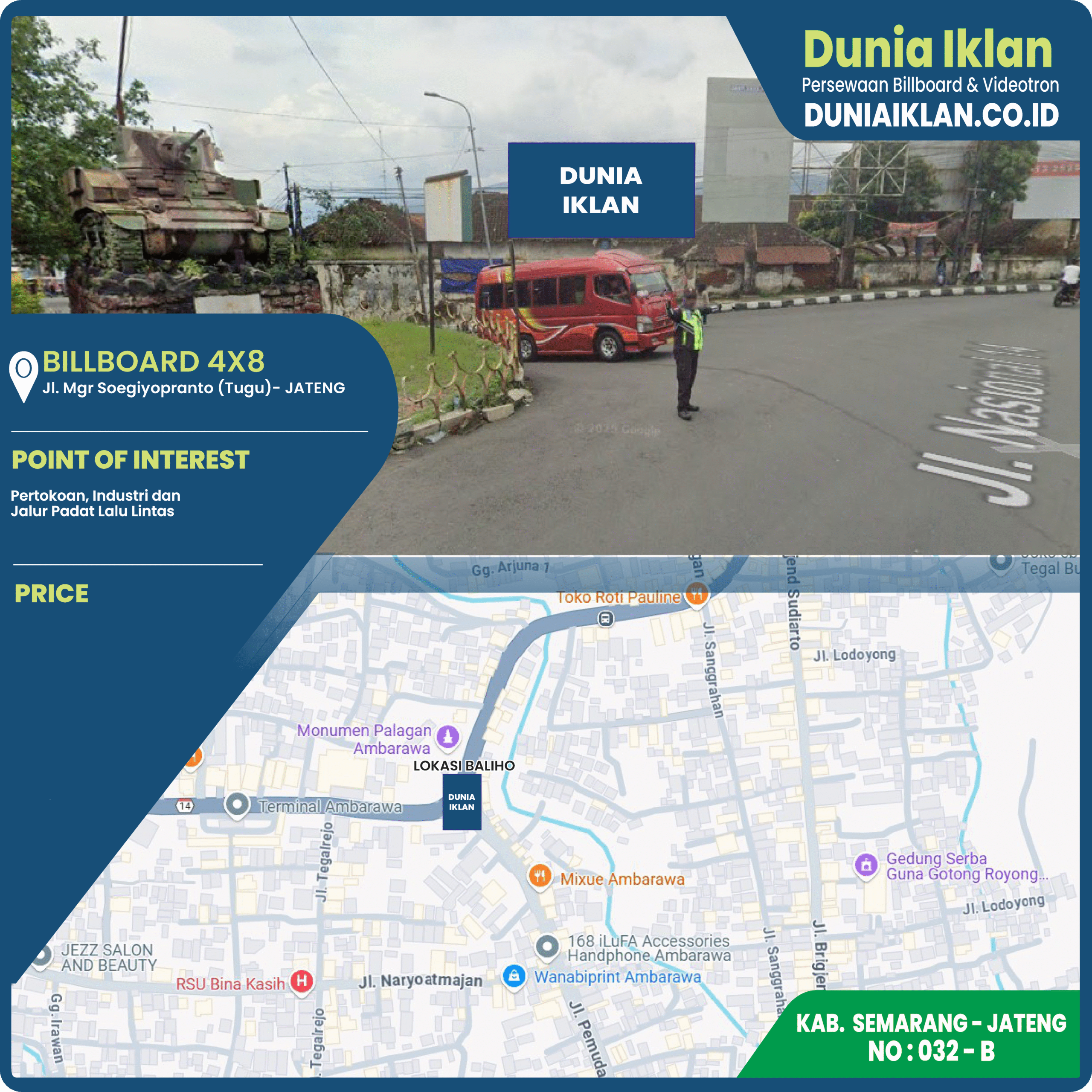 Billboard Ukuran 4 x 8 M Horizontal Jl. Mgr Soegiyopranto (Tugu Palangan) Kab. Semarang - Jawa Tengah