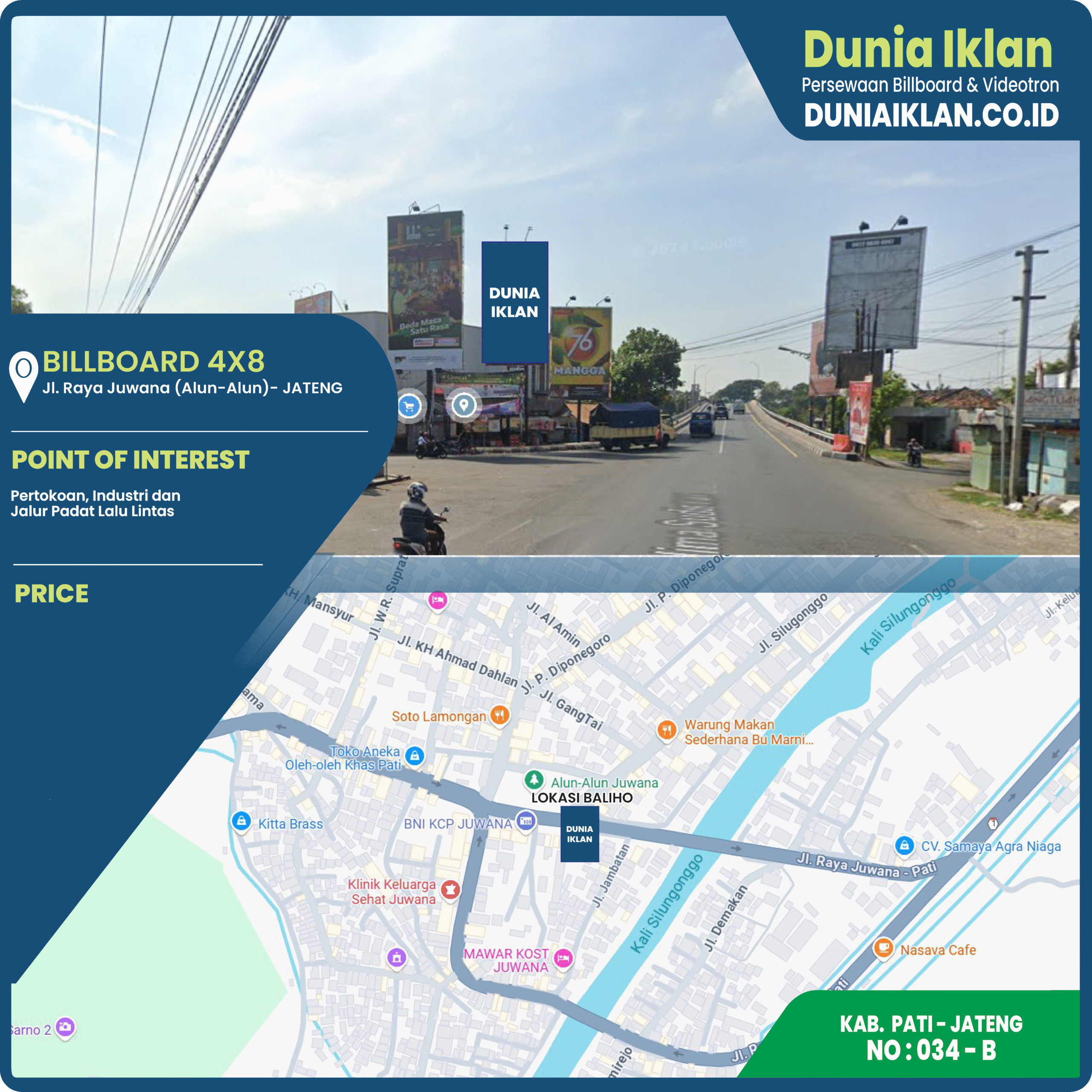 Billboard Ukuran 4 x 8 M Vertikal Jl. Raya Juwana (Alun-Alun) Kab. Pati - Jawa Tengah