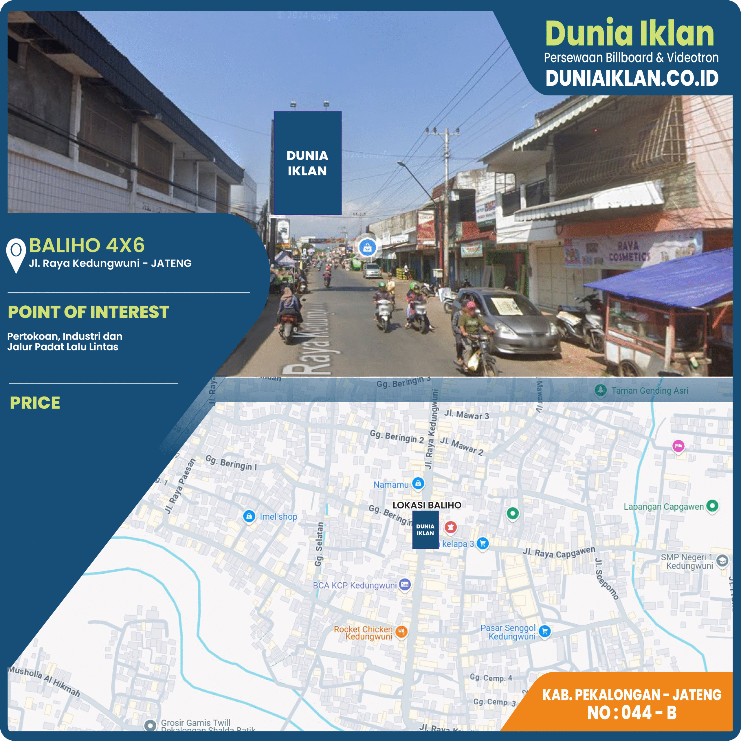 Baliho Ukuran 4 x 6 M Vertikal Jl. Raya Kedungwuni Kab. Pekalongan - Jawa Tengah