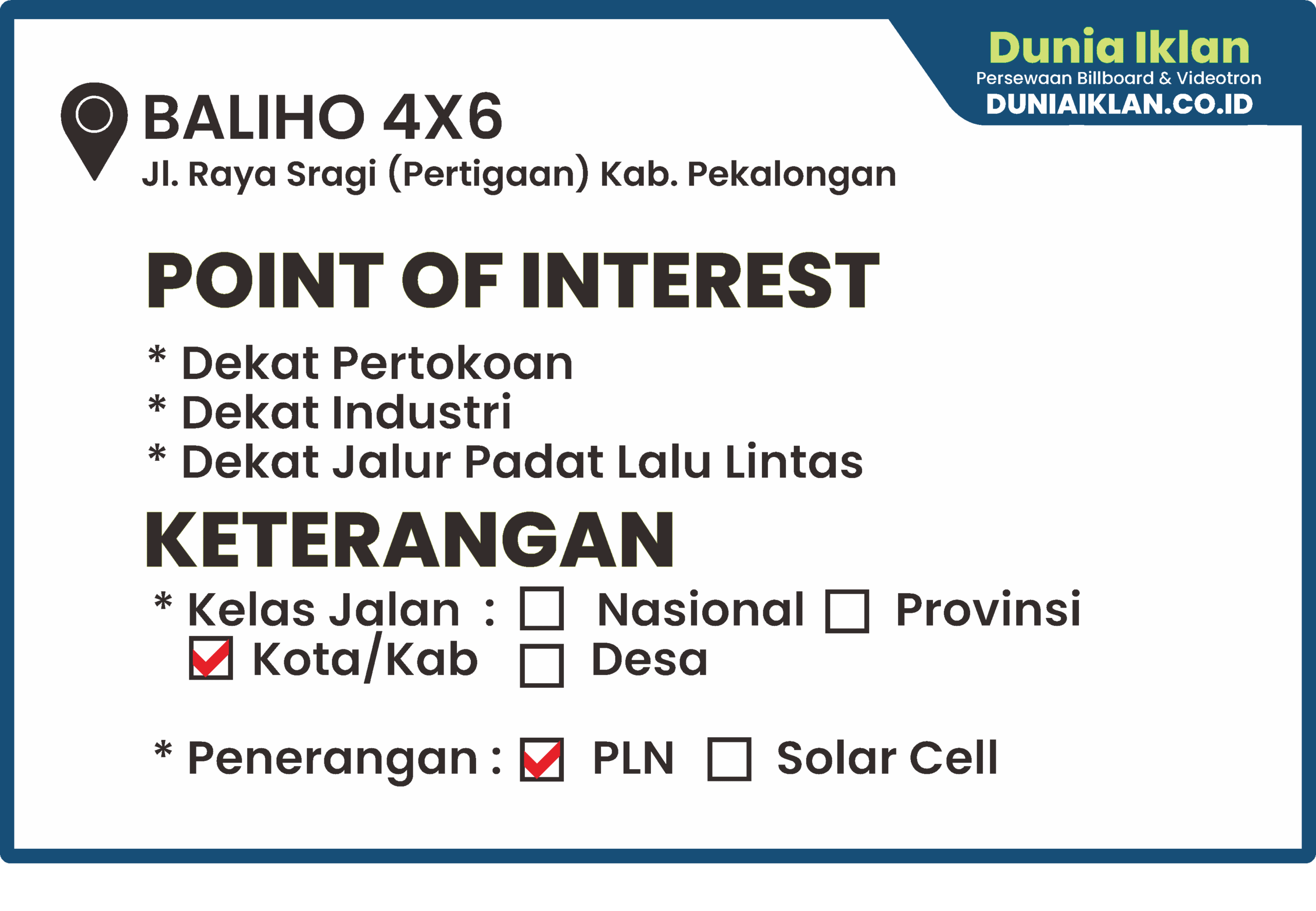 Baliho Ukuran 4 x 6 M Vertikal Jl. Raya Sragi Kab. Pekalongan - Jawa Tengah - Image 2