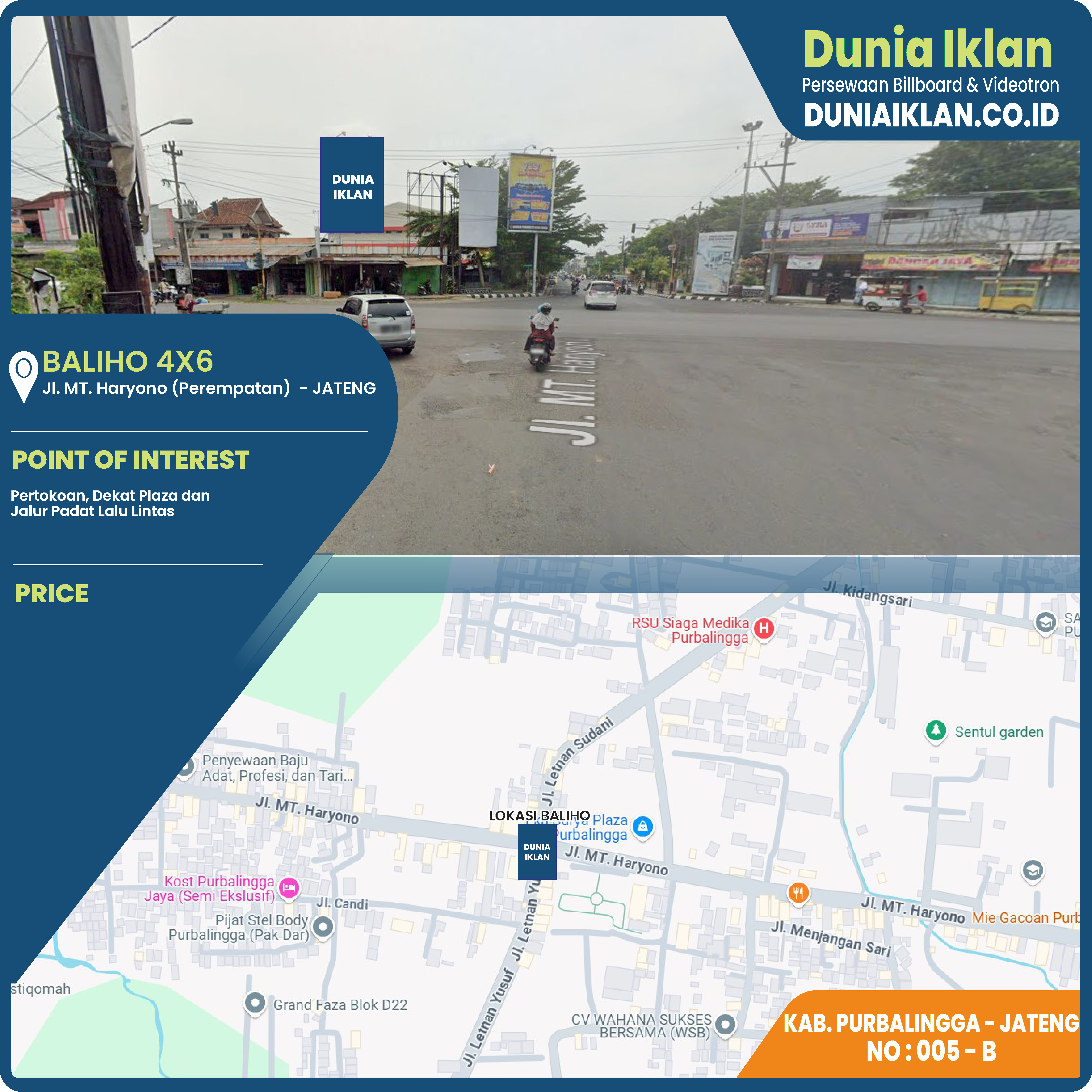 Baliho Ukuran 4 x 6 M Vertikal Jl. MT. Haryono Kab. Purbalingga - Jawa Tengah