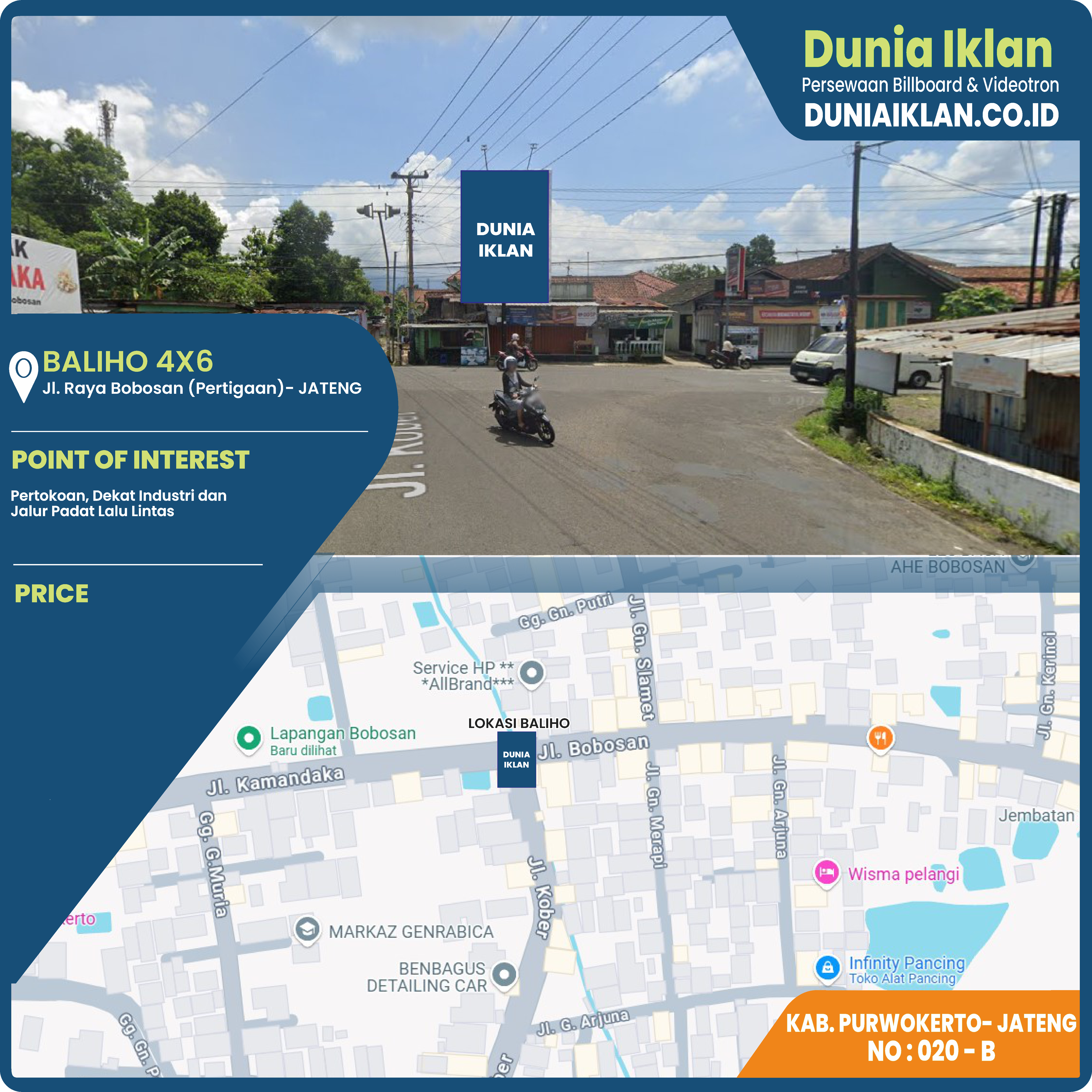 Baliho Ukuran 4 x 6 M Vertikal Jl. Raya Babosan Kab. Purwokerto - Jawa Tengah