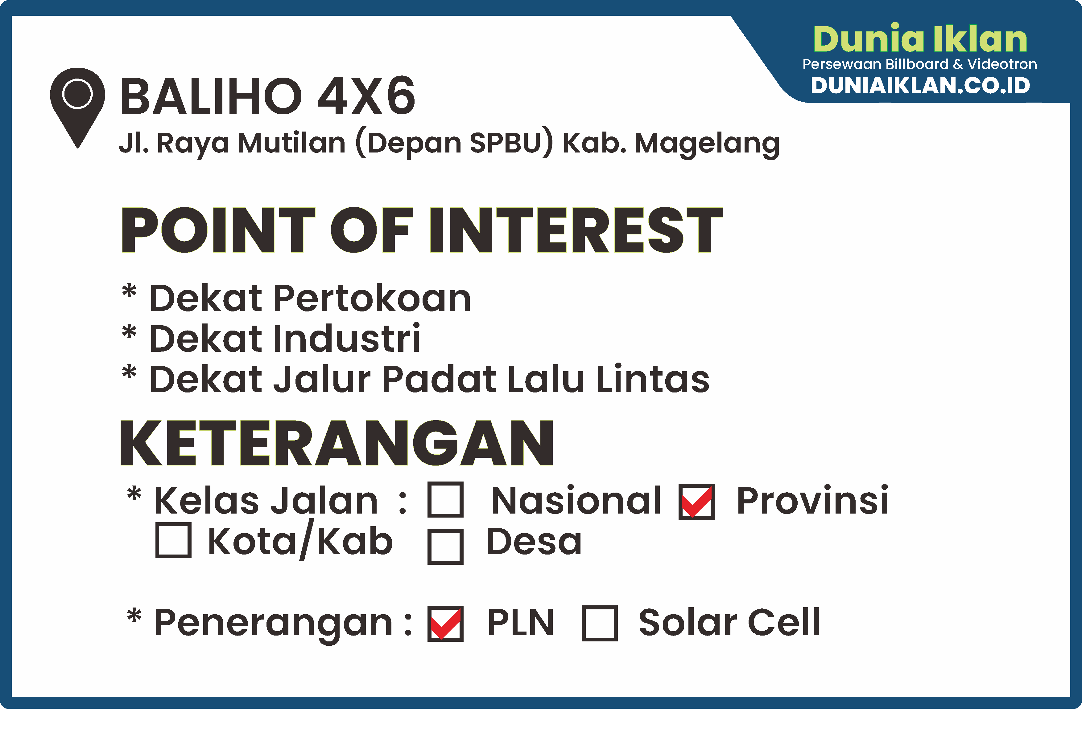 Baliho Ukuran 4 x 6 M Vertikal Jl. Raya Mutilan Kab. Magelang - Jawa Tengah - Image 2