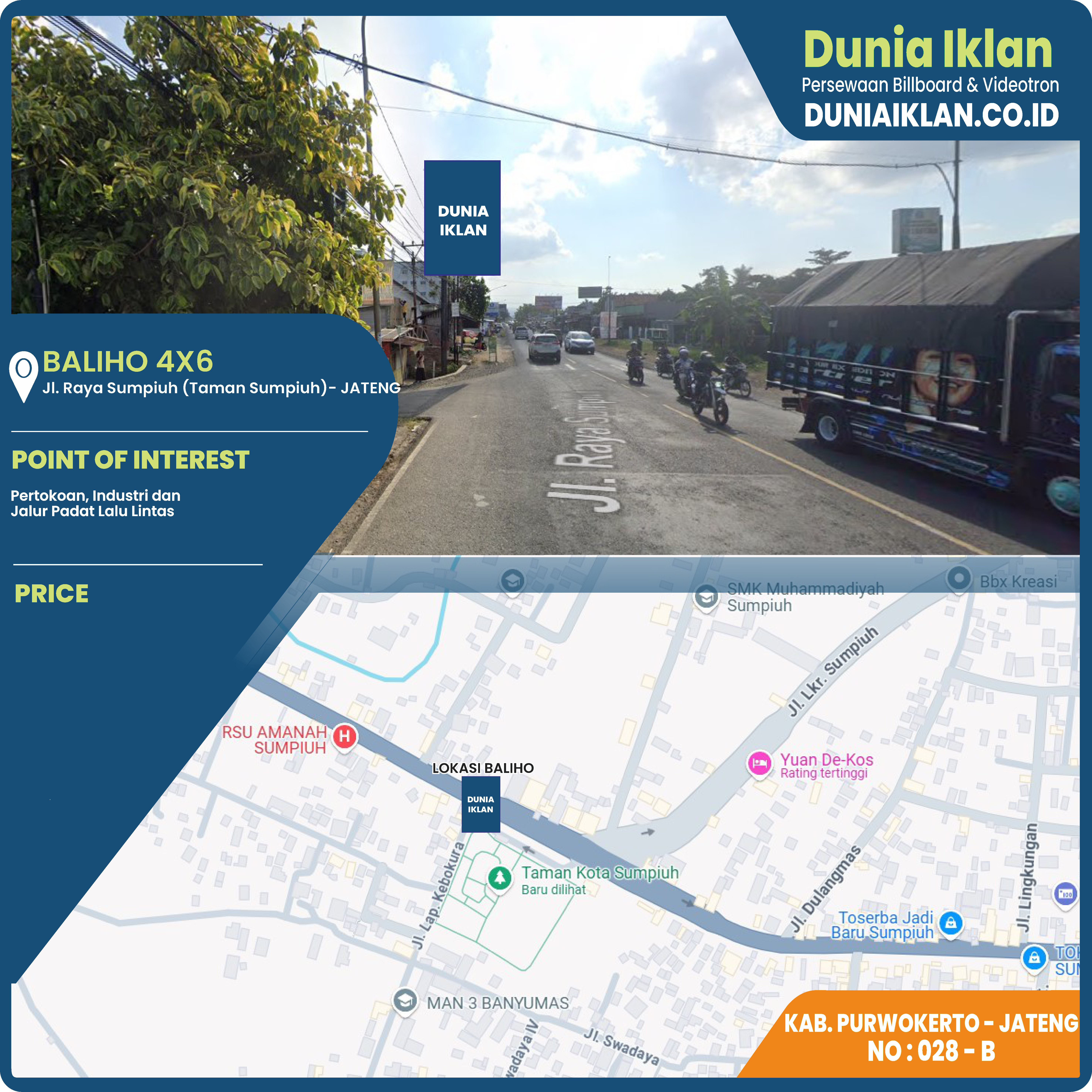 Baliho Ukuran 4 x 6 M Vertikal Jl. Raya Sumpiuh Kab. Purwokerto - Jawa Tengah