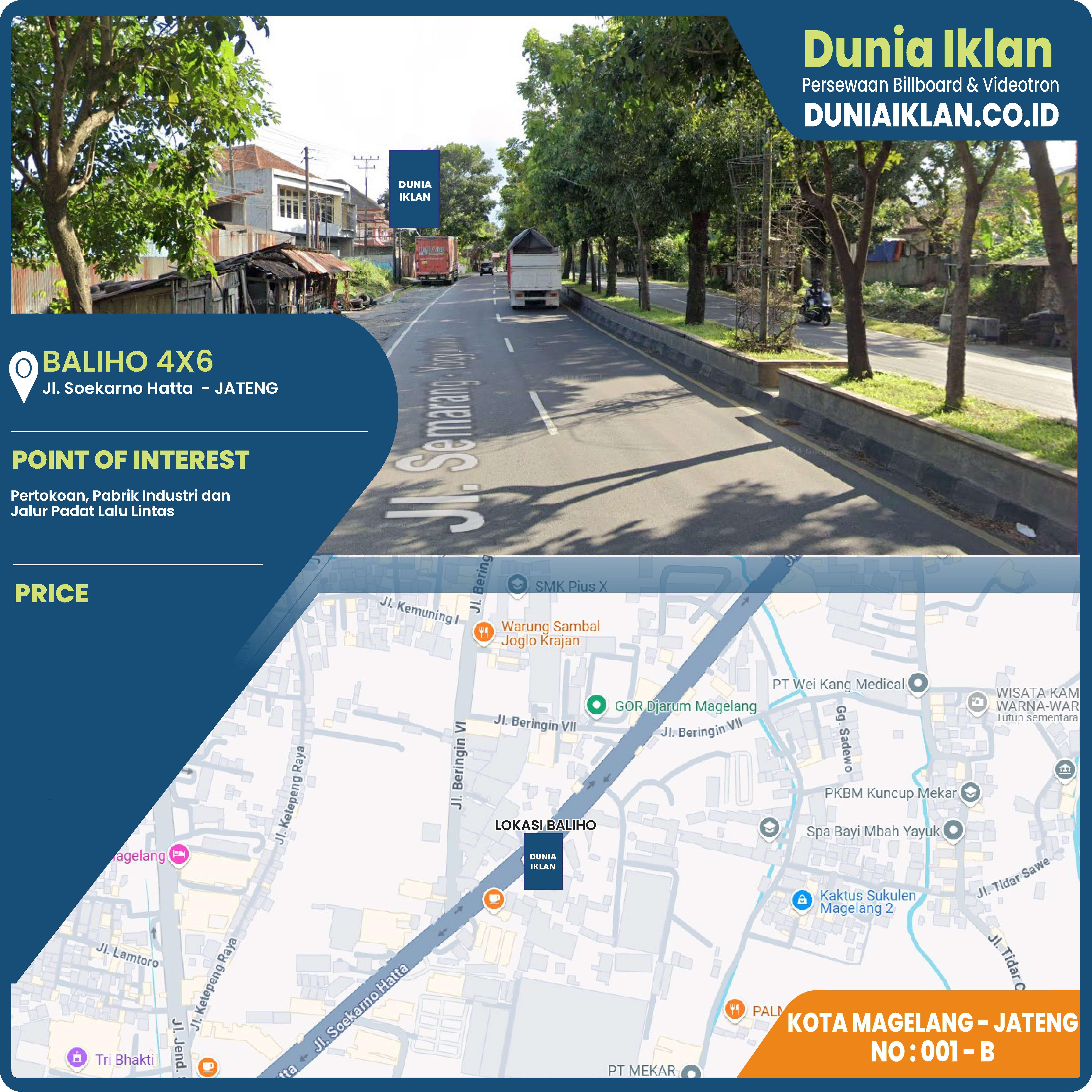 Baliho Ukuran 4 x 6 M Vertikal Jl. Soekarno Hatta Kab. Magelang - Jawa Tengah