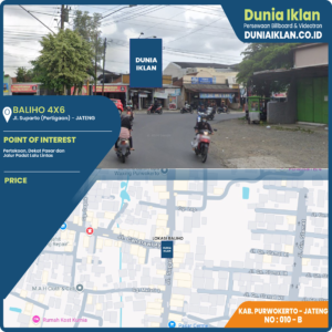 Baliho Ukuran 4 x 6 M Vertikal Jl. Suprapto Kab. Purwokerto - Jawa Tengah