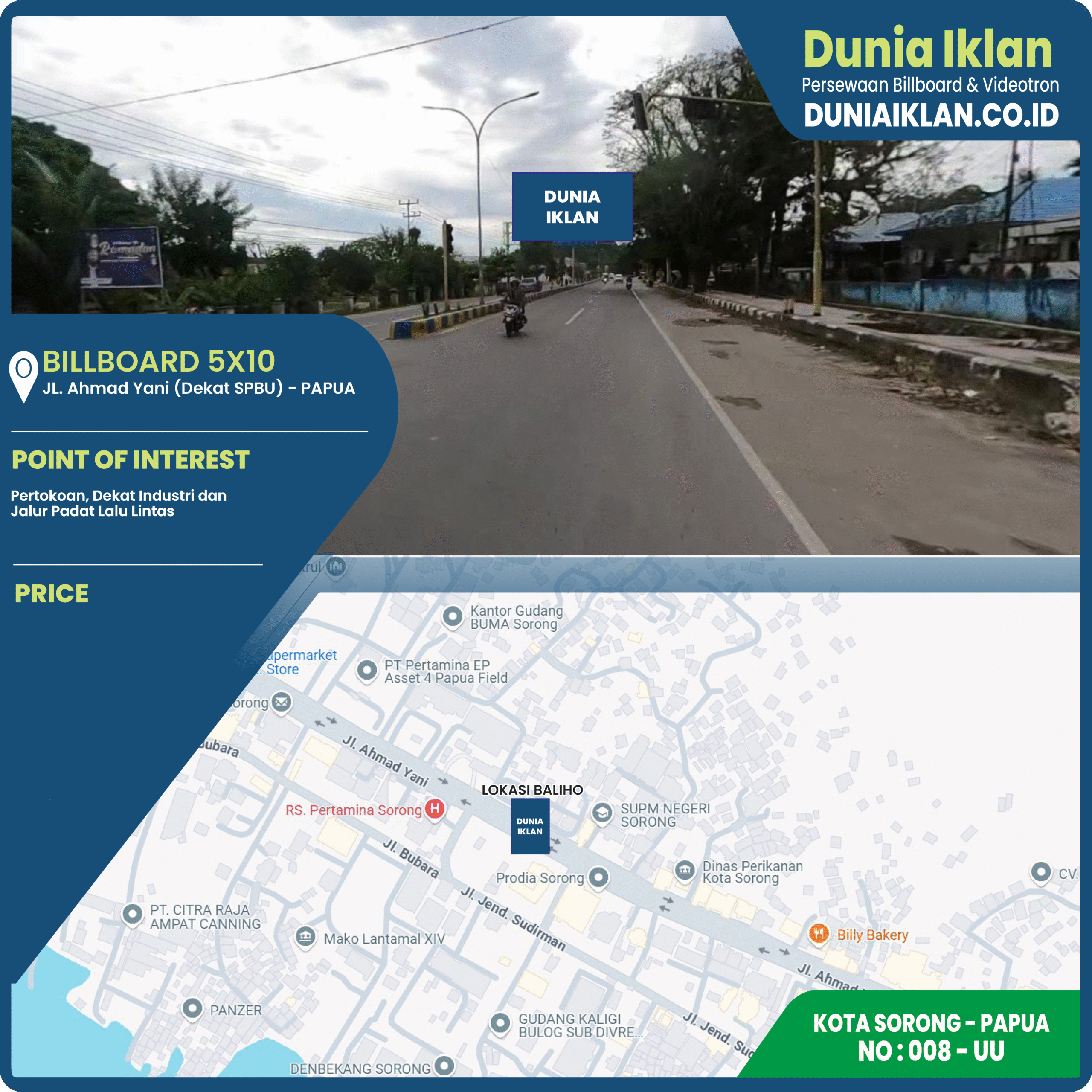 Billboard Ukuran 5 x 10 M Vertikal Jl. Ahmad Yani View 2 Kota Sorong - Papua