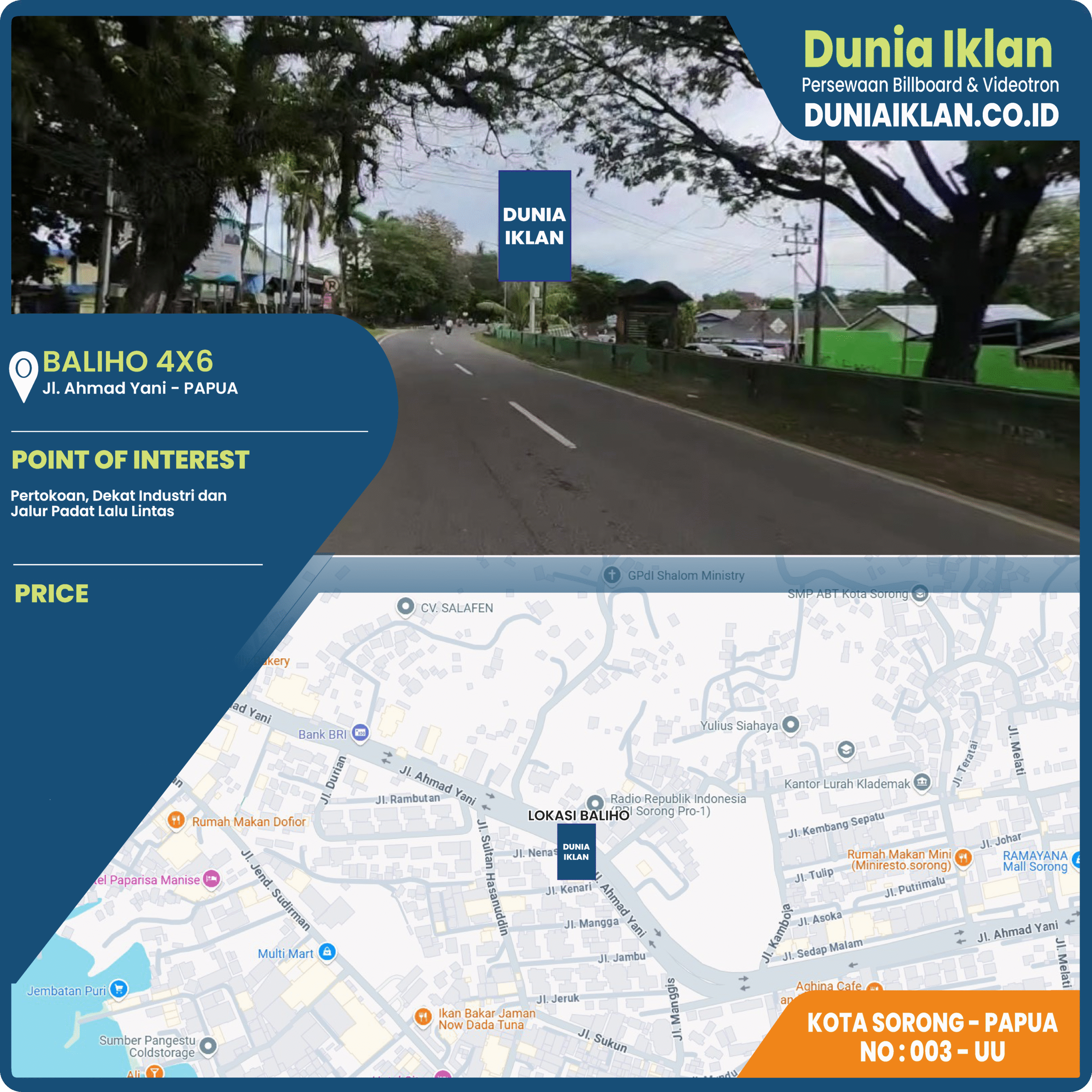 Baliho Ukuran 4 x 6 M Vertikal Jl. Ahmad Yani View 2 Kota Sorong - Papua