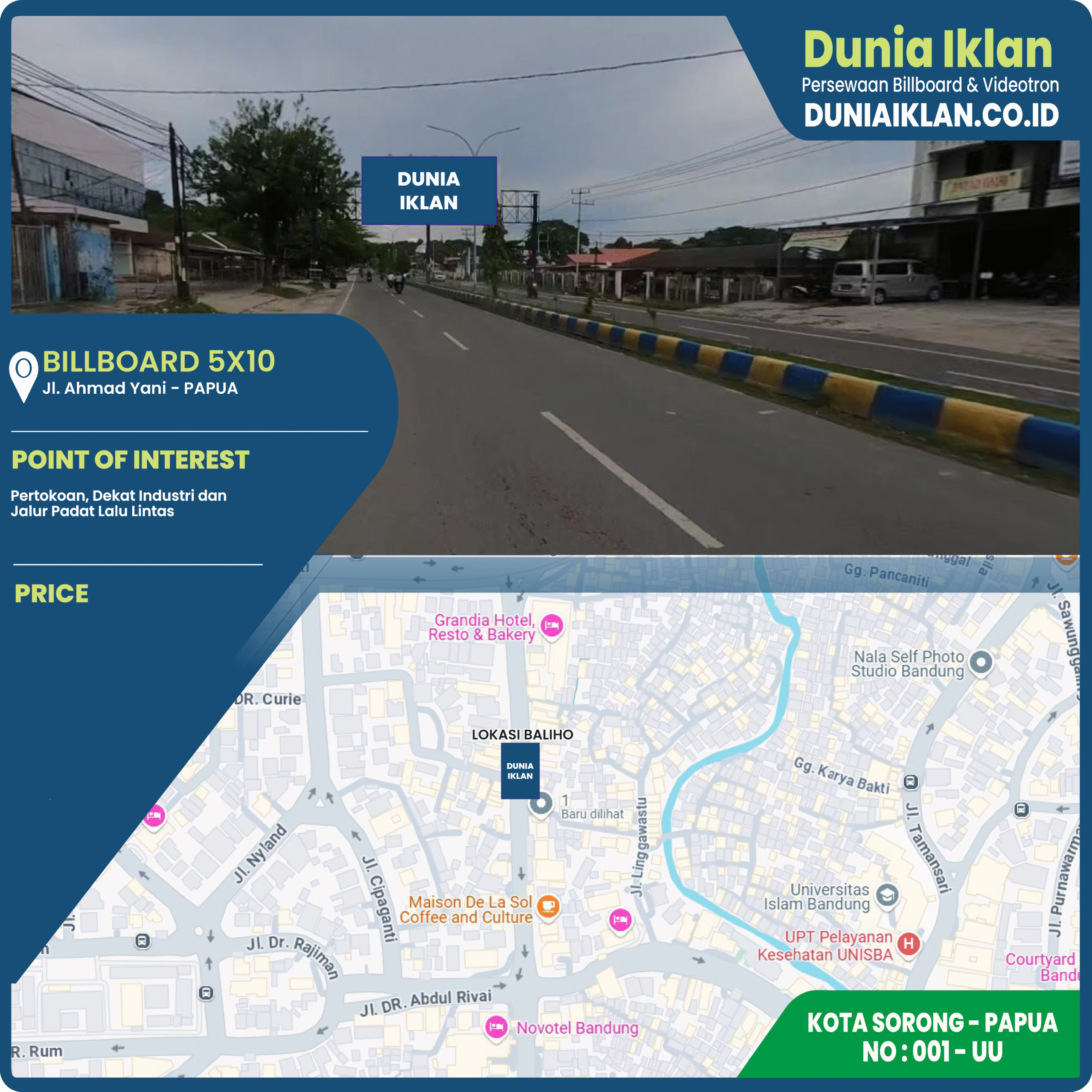 Billboard Ukuran 5 x 10 M Vertikal Jl. Ahmad Yani Kota Sorong - Papua