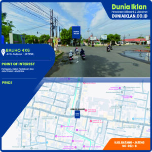 Baliho Ukuran 4 x 6 M Vertikal Jl. Dr. Sutomo Kab. Batang - Jawa Tengah