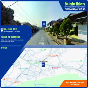 Baliho Ukuran 4 x 6 M Vertikal Jl. Diponegoro Kab. Batang - Jawa Tengah