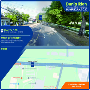 Baliho Ukuran 4 x 6 M Vertikal Jl. Jend Sudirman Kab. Blora - Jawa Tengah