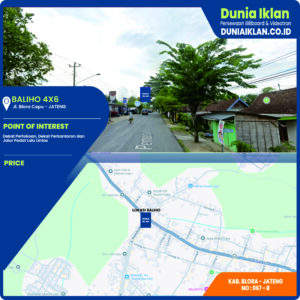 Baliho Ukuran 4 x 6 M Vertikal Jl. Blora - Cepu Kab. Blora - Jawa Tengah