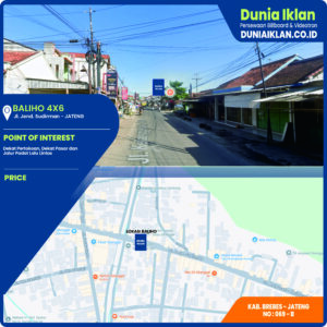 Baliho Ukuran 4 x 6 M Vertikal Jl. Jend. Sudirman Kab. Brebes - Jawa Tengah